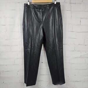 J Crew Black Vinyl Faux Leather Pants Straight Leg Womens 12 Event Punk Pockets